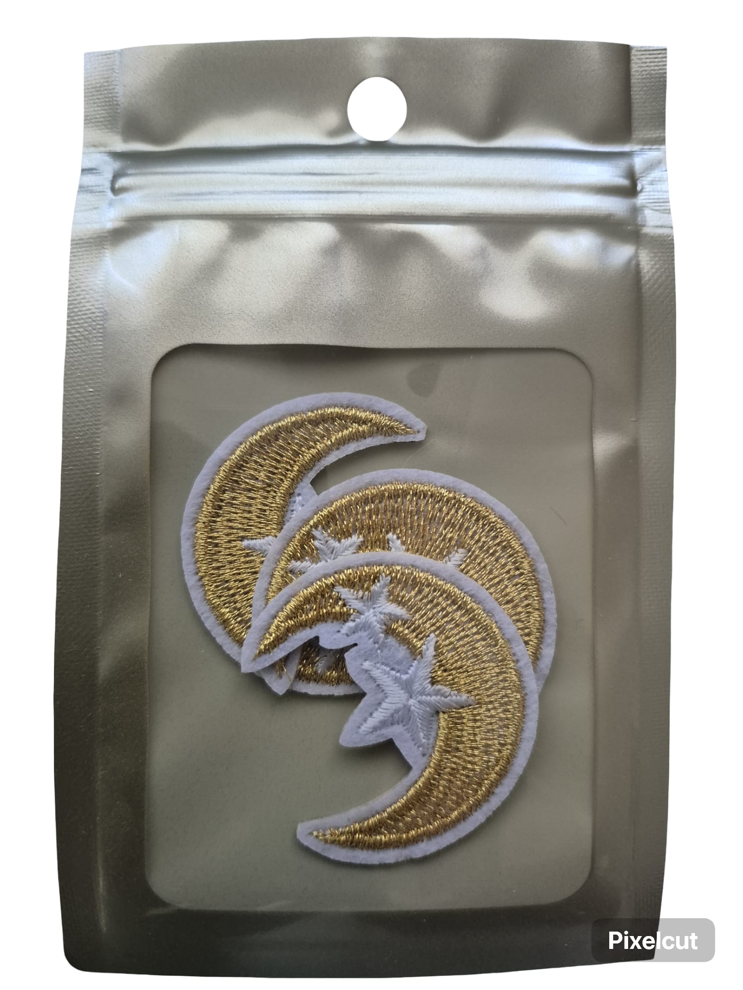 Mini Crescent & Star Appliqué – Gold (Iron-On / Sew-On), 38×34mm