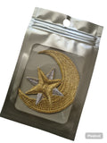 Gold Crescent & Star Embroidered Appliqué – Iron-On / Sew-On, 2.5"