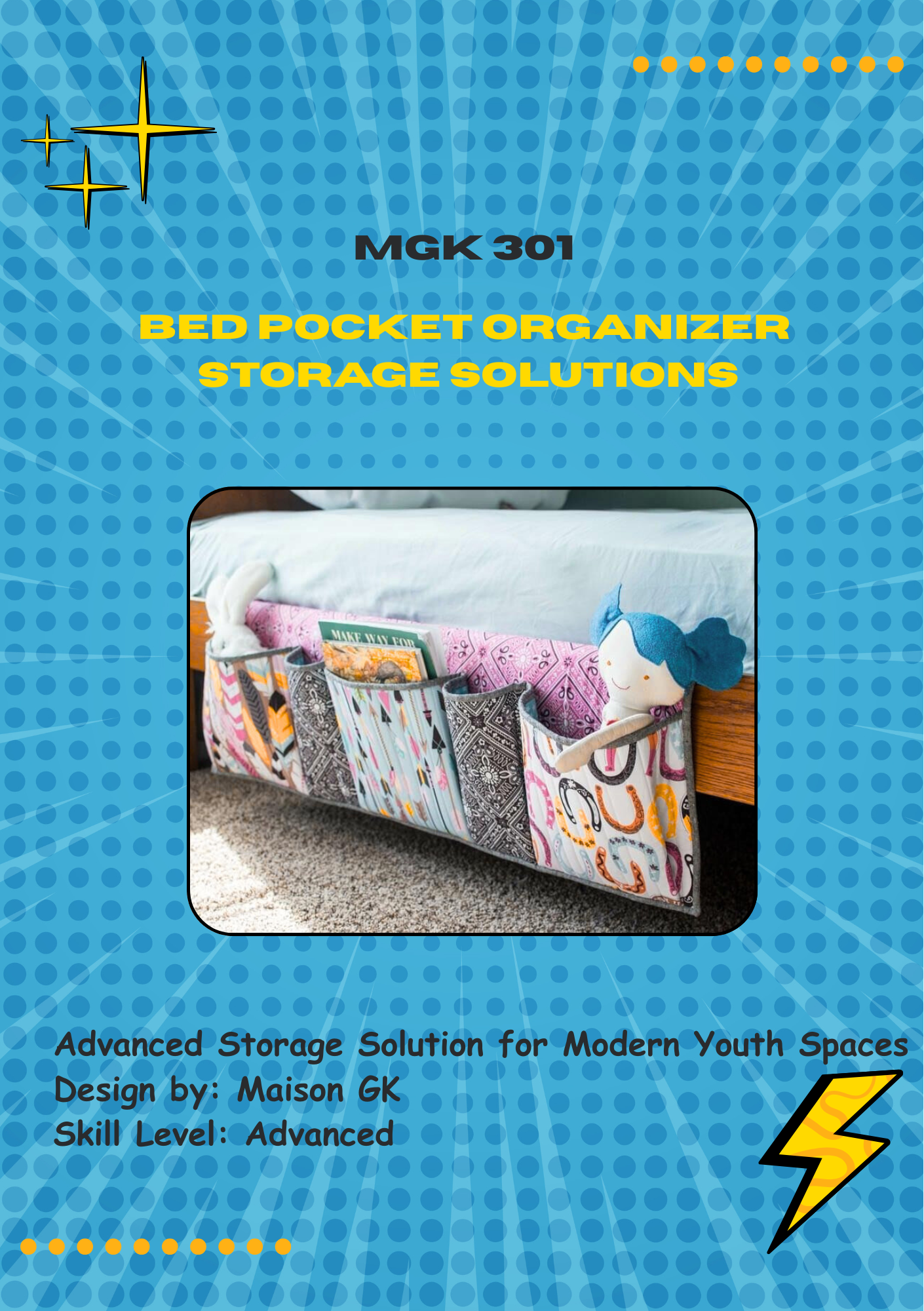 Bedside Pocket Organizer Sewing Pattern - Advanced Storage Solution for Modern Youth Spaces