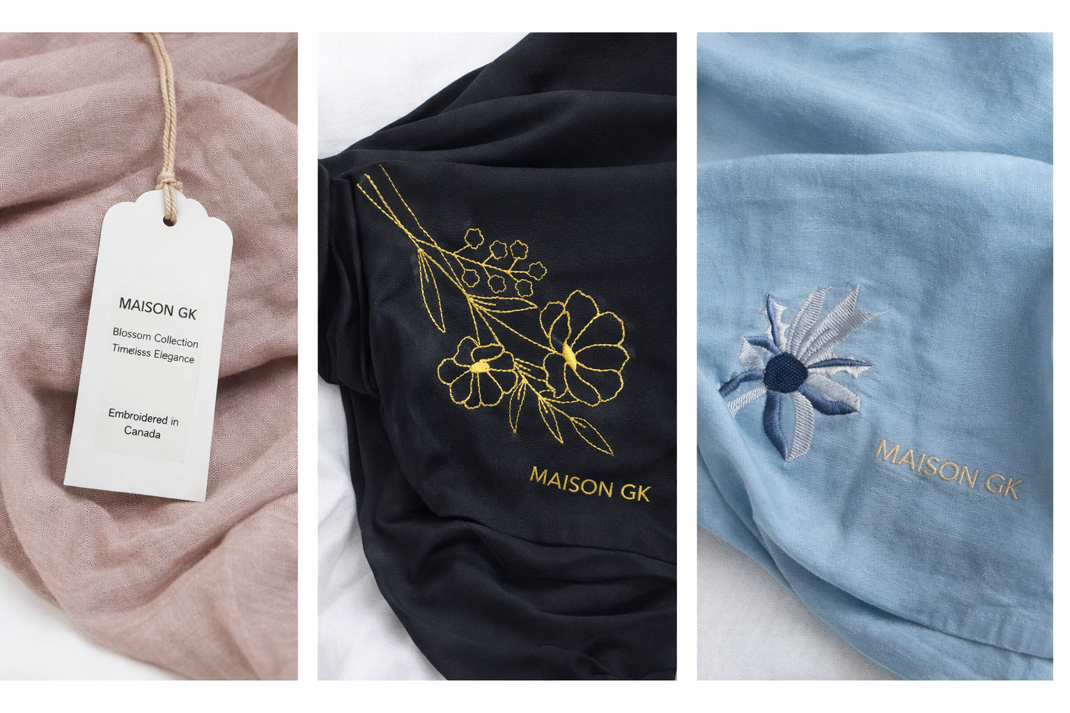Maison GK Embroidered Scarf – Blossom Collection