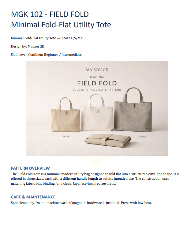 Field Fold Tote Pattern – Compact Foldable Tote