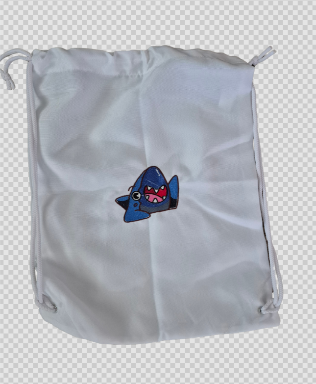 Kids Embroidered Drawstring Bag – Fun Shark Design
